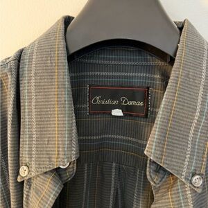 Men's Vintage Striped Button Down Shirt - Gray and Yellow